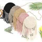 Round Straw Beach Bag Bohemian Woven Shoulder Bag