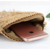 Round Straw Beach Bag Bohemian Woven Shoulder Bag