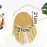 Round Straw Beach Bag Bohemian Woven Shoulder Bag