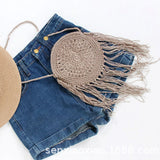 Round Straw Beach Bag Bohemian Woven Shoulder Bag