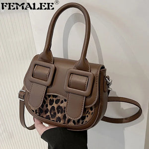Women Saddle Handbag Double Buckle Shoulder Bags Casual Clutch Bag