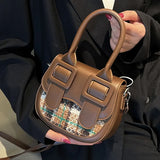Women Saddle Handbag Double Buckle Shoulder Bags Casual Clutch Bag