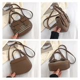 Women Saddle Handbag Double Buckle Shoulder Bags Casual Clutch Bag