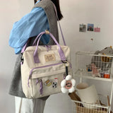 Women School Contrast Patchwork Large Capacity Girl Multifunctional Backpack