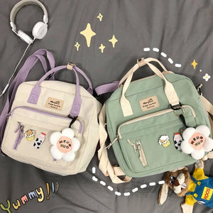 Women School Contrast Patchwork Large Capacity Girl Multifunctional Backpack