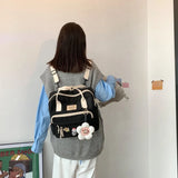 Women School Contrast Patchwork Large Capacity Girl Multifunctional Backpack