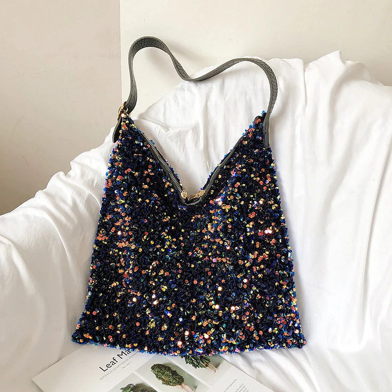 Sequin Evening Clutch Bag Women Shoulder Tote Shopping Bag