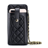 Small Sheepskin Crossbody Bag Mini Leather Plaid Shoulder Messenger Bag