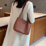 Retro PU Leather Messenger Bag Autumn Winter Texture Bucket