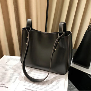 Retro PU Leather Messenger Bag Autumn Winter Texture Bucket
