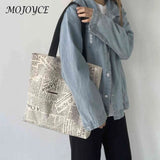 Canvas Newspaper Printing Shoulder Tote Bag