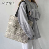 Canvas Newspaper Printing Shoulder Tote Bag