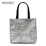Canvas Newspaper Printing Shoulder Tote Bag