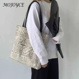 Canvas Newspaper Printing Shoulder Tote Bag