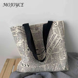 Canvas Newspaper Printing Shoulder Tote Bag