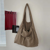 Canvas Plaid Shoulder Bag Large Capacity Shopping Underarm Bags