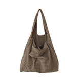 Canvas Plaid Shoulder Bag Large Capacity Shopping Underarm Bags