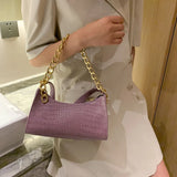 Women Shoulder Bag Leather Chain Handbags Crocodile Pattern Totes Armpit Bag