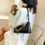 Women Shoulder Bag Leather Chain Handbags Crocodile Pattern Totes Armpit Bag