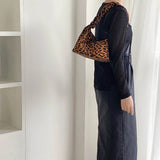 Leopard Pleated Totes Nylon Shoulder Bag