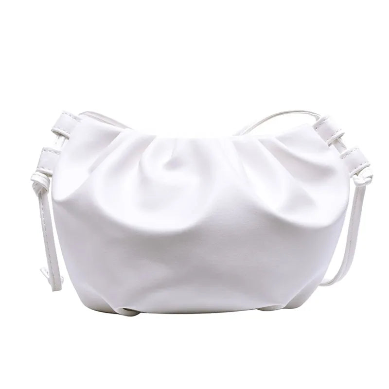 Pleated Crossbody Bag Mini Zipper Cloud Bag for Girl