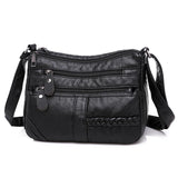 Women Shoulder Bag PU Leather Multi-layer Small Crossbody Bag Red Handbag