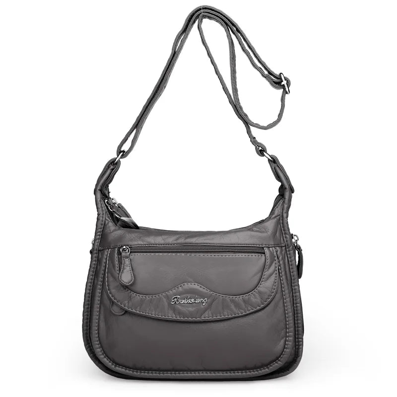 Women Shoulder Bag Pu Leather Crossbody Bag High Messenger Bag Grey