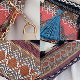 Women Shoulder Bag Purse Ethnic Style Tassel Decor Bucket Bag Crossbody Bags