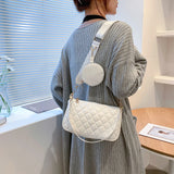 Retro Lattice Pattern Shoulder Bag for Women Round Purse