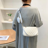 Retro Lattice Pattern Shoulder Bag for Women Round Purse