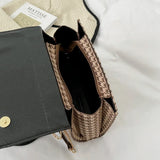 Women Shoulder Bag Houndstooth Square PU Leather Handbag Lock Messenger