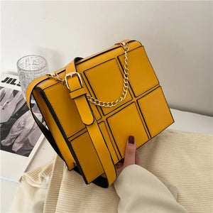 Patch Work Square Shoulder Bag Chain Ladies Handbag