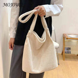 Winter Crochet Shoulder Bag for Women, Casual Solid Handbag