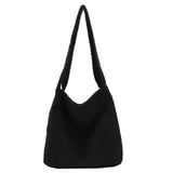 Winter Crochet Shoulder Bag for Women, Casual Solid Handbag