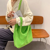 Winter Crochet Shoulder Bag for Women, Casual Solid Handbag for Shopping