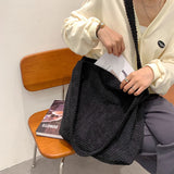 Winter Crochet Shoulder Bag for Women, Casual Solid Handbag for Shopping