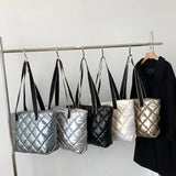 Women Shoulder Bag Rhombic Lattice Quilted Handbag Large Capacity Tote