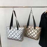 Women Shoulder Bag Rhombic Lattice Quilted Handbag Large Capacity Tote