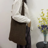 Woven Knitted Shoulder Bag Large Tote Travel Beach Shopping Bag P