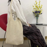 Woven Knitted Shoulder Bag Large Tote Travel Beach Shopping Bag P