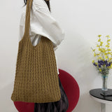 Woven Knitted Shoulder Bag Large Tote Travel Beach Shopping Bag P