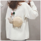 Winter Plush Lamb Shoulder Bag Alpaca Shape Handbag
