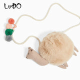 Winter Plush Lamb Shoulder Bag Alpaca Shape Handbag