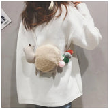 Winter Plush Lamb Shoulder Bag Alpaca Shape Handbag