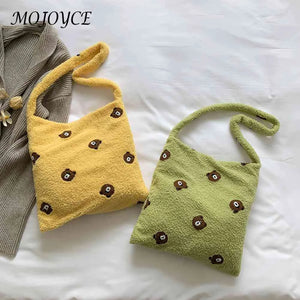 Winter Animal Pattern Plush Shoulder Bag