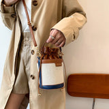 PU Leather Bucket Bag Crossbody Handbag Shoulder Purse Drawstring