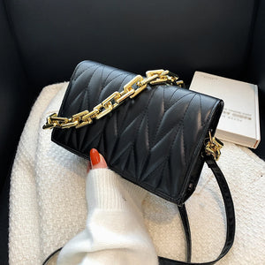 Quilted Chain Shoulder Bag Crossbody Handbag Soft Leather Travel Purse