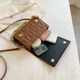 Quilted Chain Shoulder Bag Crossbody Handbag Soft Leather Travel Purse