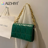 Geometric Pattern Shoulder Bag with Thick Chain - Outdoor Shopping Handbag