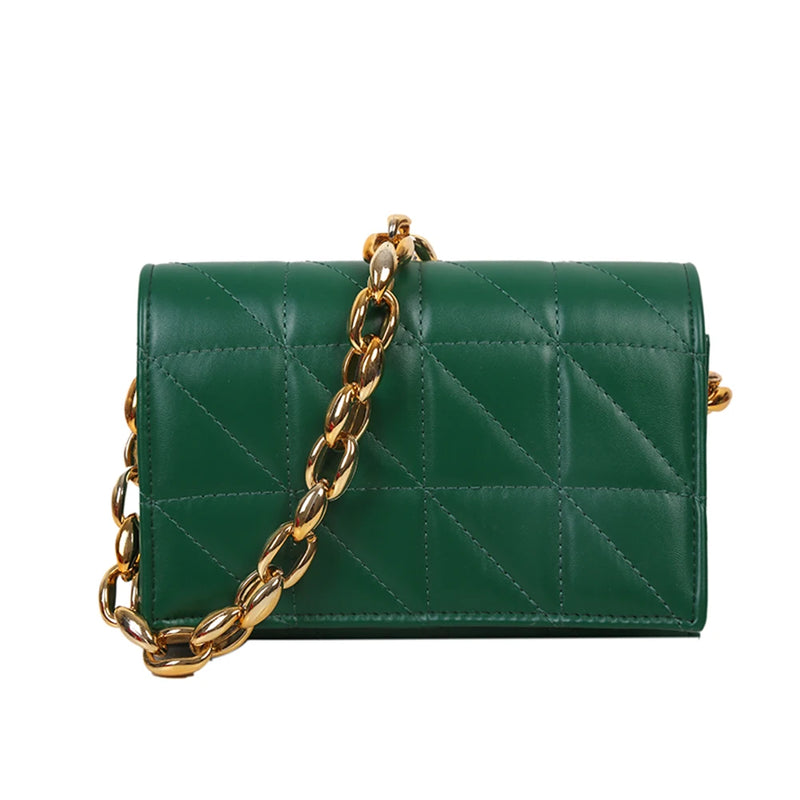 Geometric Pattern Shoulder Bag with Thick Chain - Outdoor Shopping Handbag